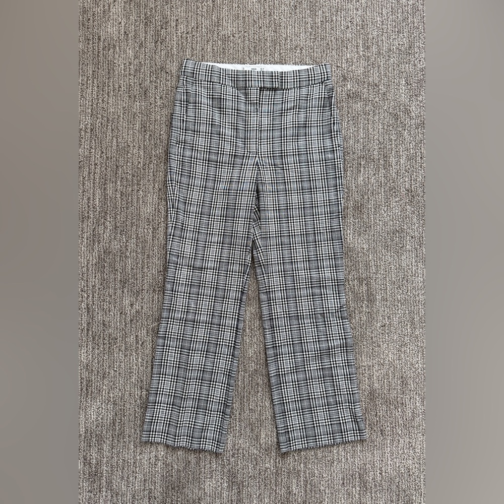 Mango Black and White Checkered Trousers